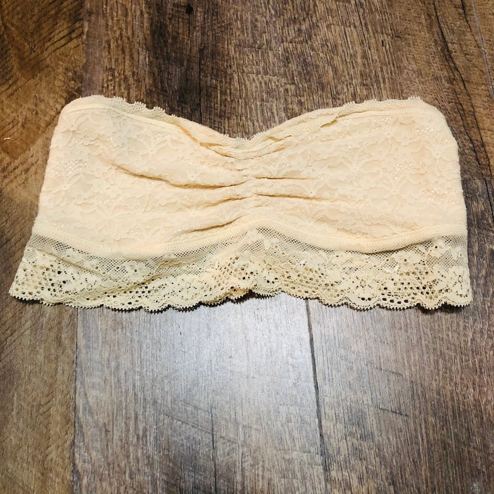 aerie American Eagle Lace Bandeau Cream Small